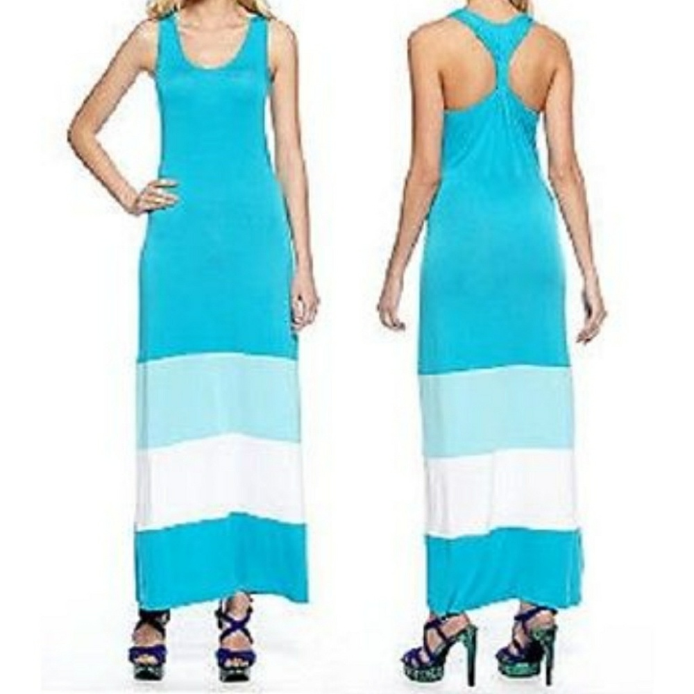 Calvin Klein Aqua Pool Blue Stripe Tank Racerback